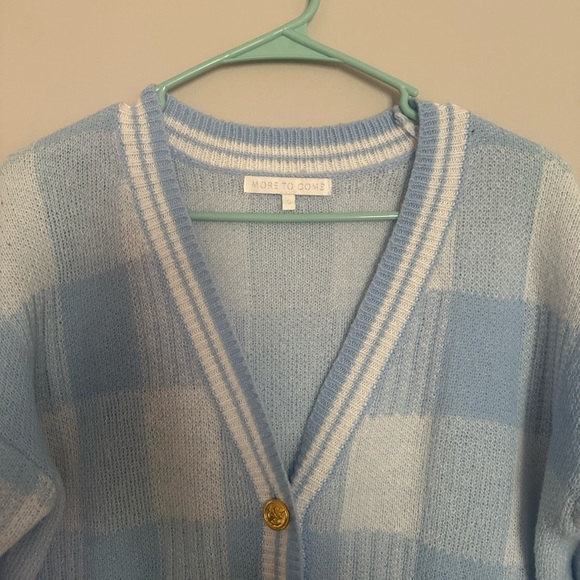 More To Come Sweaters - More to Love Pastel Blue Check V-Neck Cardigan